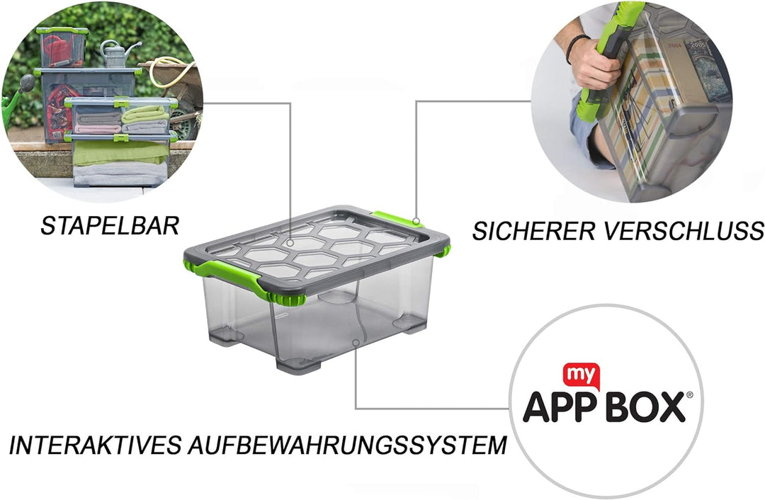 Rotho Evo Total Protection 3er-Set Aufbewahrungsbox 11l mit Deckel, lebensmittelechter Kunststoff (P