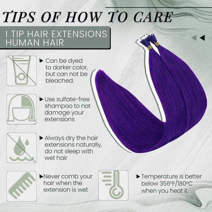RUNATURE Lila Bonding Extensions Echthaar Purple I Tip Echthaar Extensions Bonding Keratin Haarverla