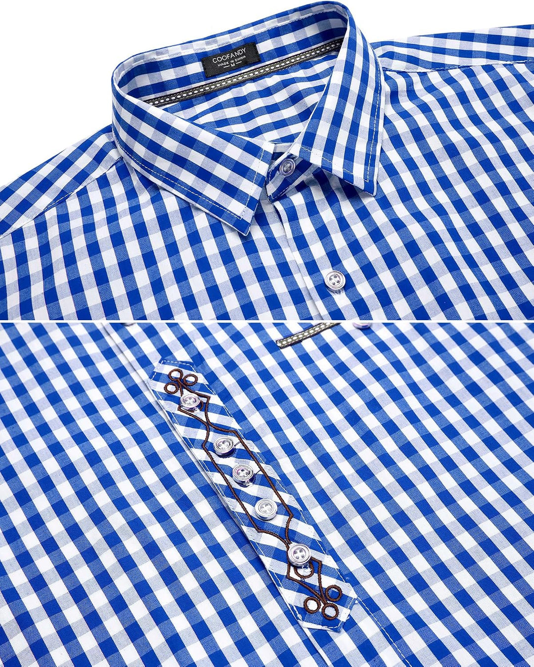 COOFANDY Hemd Herren Langarm Trachtenhemd Kariertes Oktoberfest Hemd Freizeithemd Karohemden Herrenh
