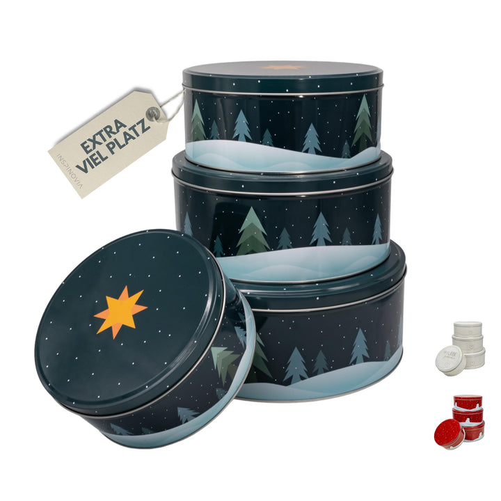 Keksdosen 4er Set | Ideal für Weihnachtsplätzchen & andere Leckereien | 4 Grössen im Set | Gebäck &