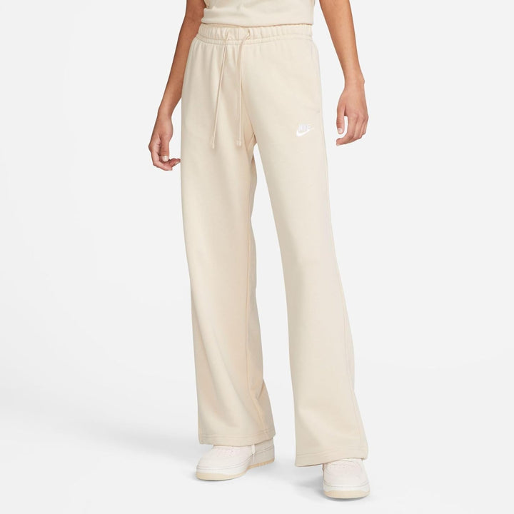 Nike Damen Pants W NSW Club FLC Mr Pant Wide L Sanddrift/White, L Sanddrift/White