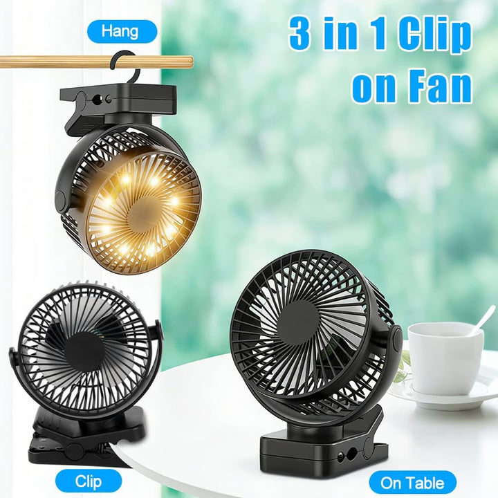 Camping Ventilator, 12000 MAh Mini USB Ventilator Leise mit Fernbedienung & Timerfunktion, 3 Geschwi