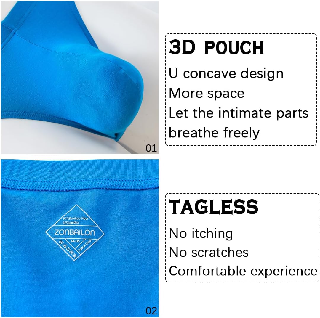 BIATWOWR Herren Unterwäsche mit Verstärktem Beutel Sexy und Bequem ohne Etikett L Blaugrünhellblau,