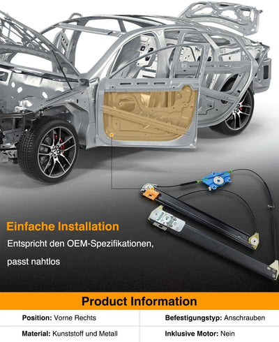 Frankberg Fensterheber Elektrisch Ohne Motor 4/5-Türer Vorne Rechts Kompatibel mit A4 8E2 B6 8EC B7