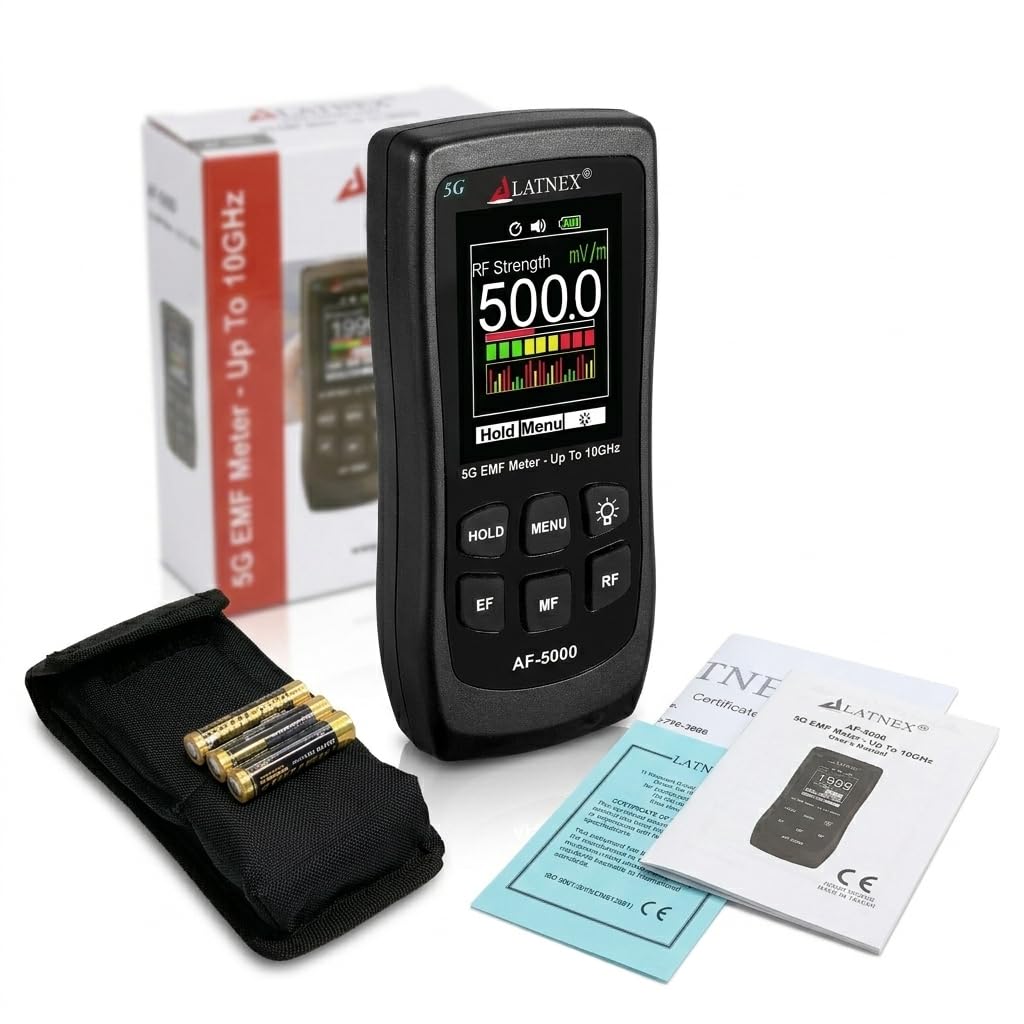 LATNEX AF-5000 5G EMF-Messgerät RF Detektor Tester und Leser mit Kalibrierungszertifikat – Testet un