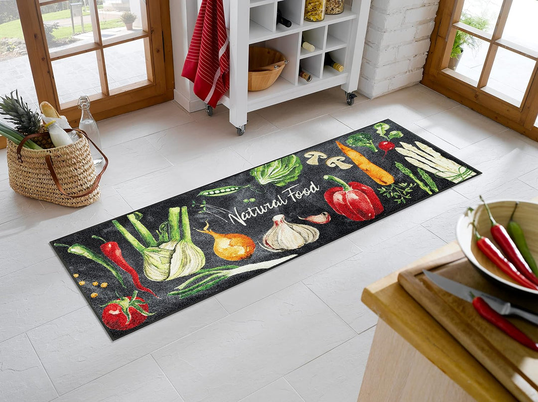 wash+dry Fussmatte, Natural Food 60x180cm bunt, innen und aussen, waschbar