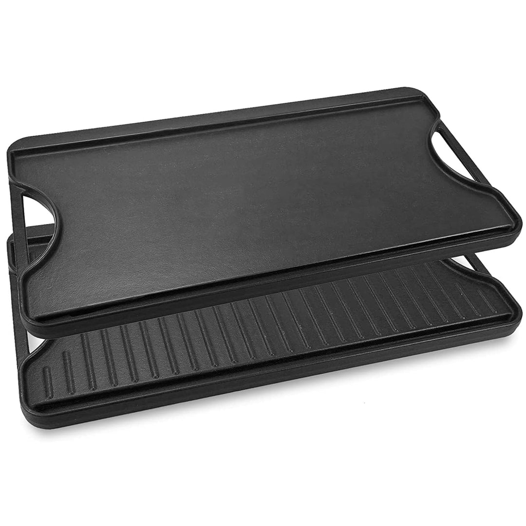 GFTIME Gusseisen Antihaft Grillplatten 50,8 x 26,5cm für Ofen, Herd & Grill, Doppelseitige Gusseisen