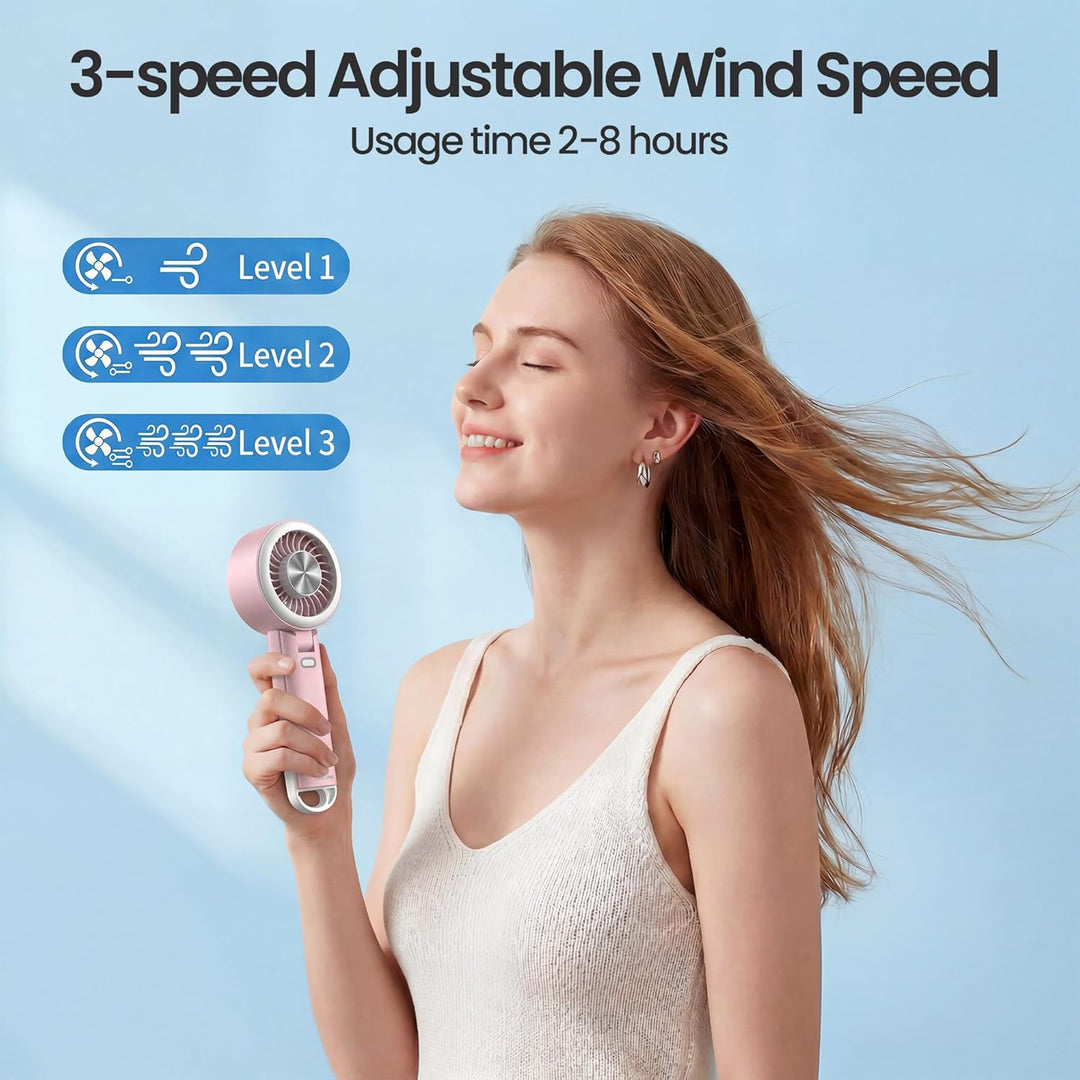 Handventilator Tragbarer Mini Ventilatoren USB Wiederaufladbarer [2-9 Betriebsstunden] 3 Geschwindig