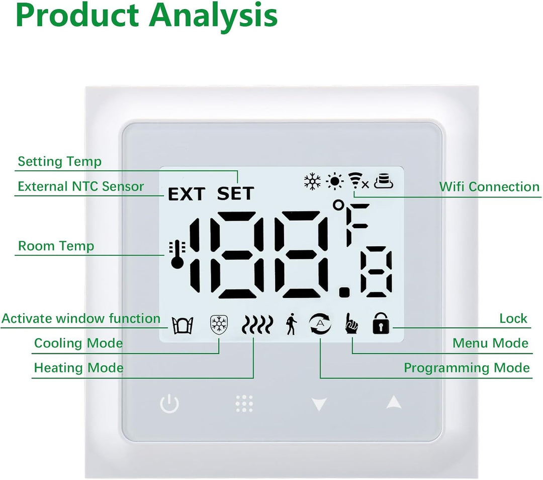Wengart WiFi Thermostat für Wasser Fussbodenheizung WG011,max 3A Programmierbare Fussbodenheizung Th