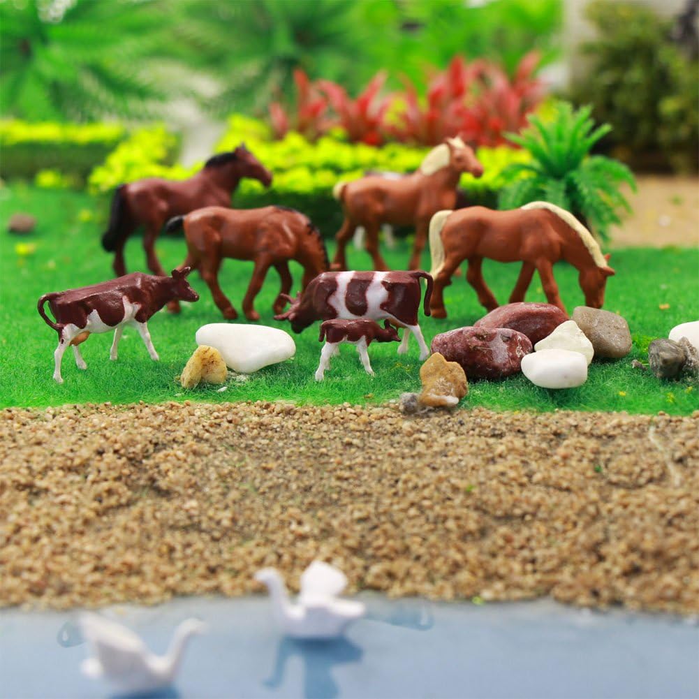 Evemodel 36Stk. Verschiede Rinder Kühe Pferde Figuren Bunt Tierfiguren Spur H0 1:87 Bauernhof Dekor