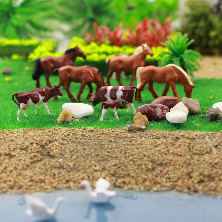 Evemodel 36Stk. Verschiede Rinder Kühe Pferde Figuren Bunt Tierfiguren Spur H0 1:87 Bauernhof Dekor