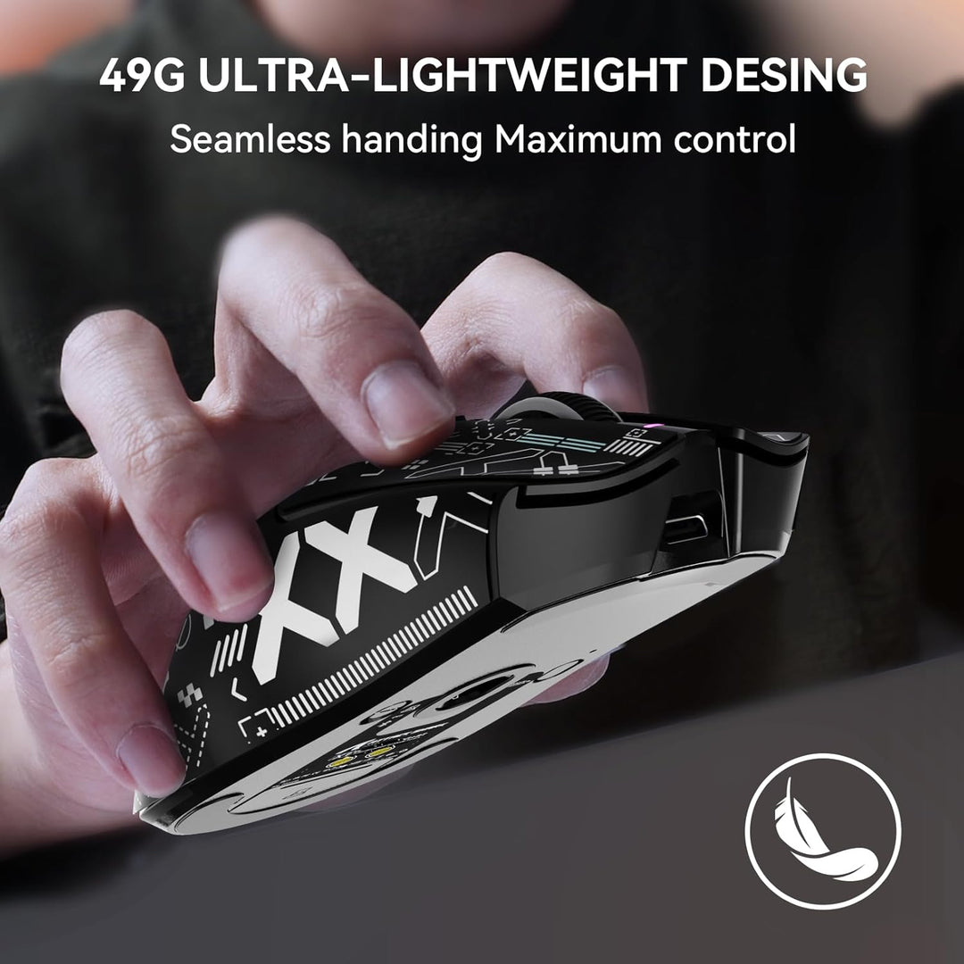 MAMBASNAKE x Attack Shark X1 Gaming-Maus mit Ladestation, 49g Ultralight, 40K DPI PAW3395 PRO-Sensor
