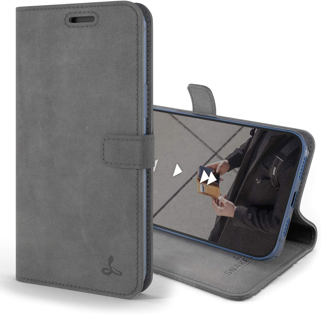 Snakehive iPhone 12 Pro Schutzhülle/Klapphülle echt Lederhülle mit Standfunktion, Handmade in Europa