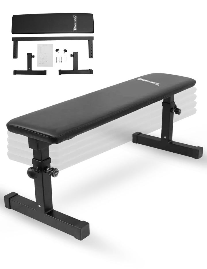 SPORTINATOR® verstellbare Hantelbank – Flachbank für vielseitiges Krafttraining, 5-fach höhenverstel