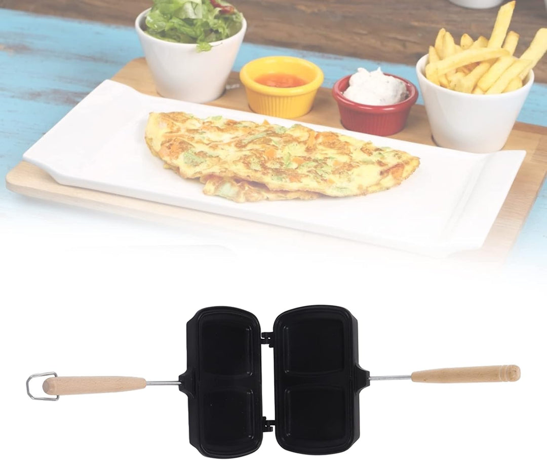 Natudeco Sandwichpfanne, antihaftbeschichtetes, doppelseitiges Braten, tragbarer Dual-Sandwich-Panin