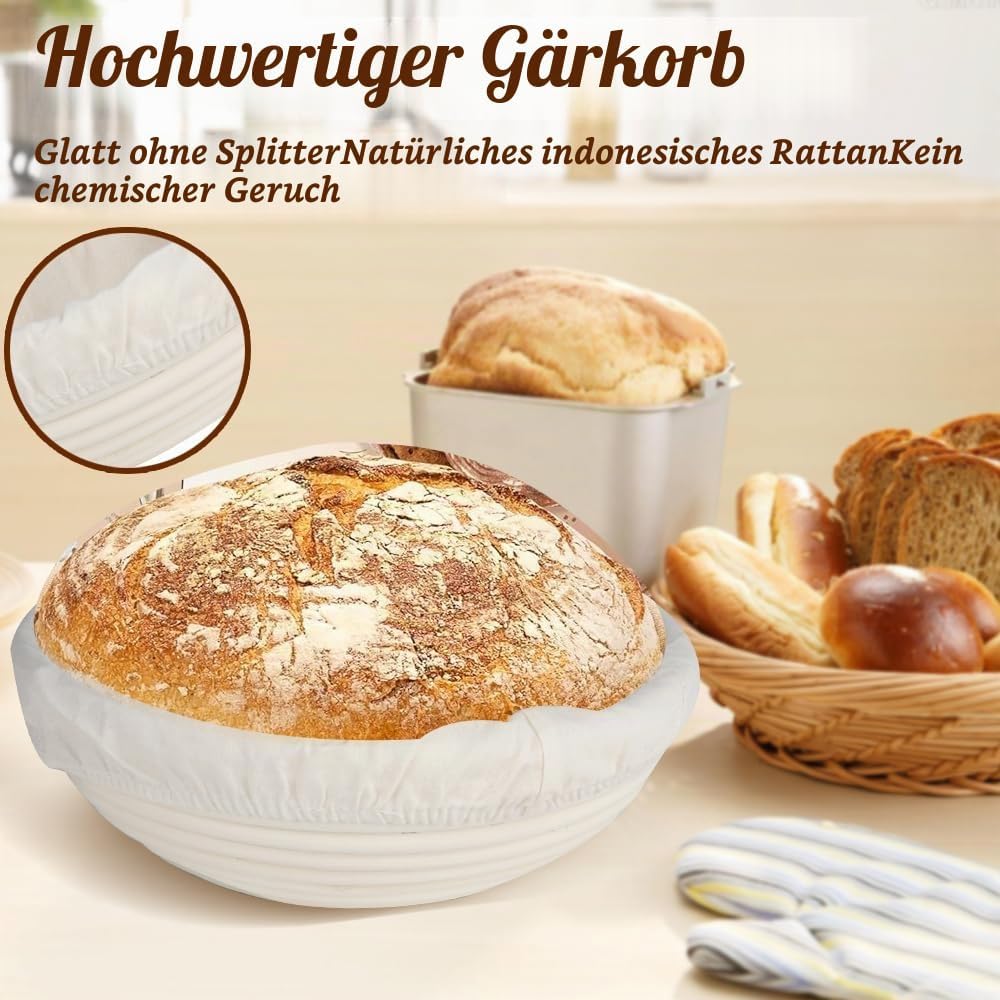 Sauerteig Starter Set, 18-teilig Rund &amp; Oval GärkörbchenSet, Brotbacken Startver Set, Brot Backen Zu