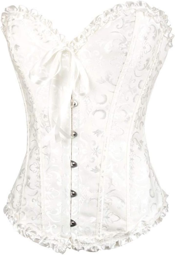 Damen Korsett Bauchweg Vollbrust Corsage Top Gothic Burlesque Schnüren Bustier, S