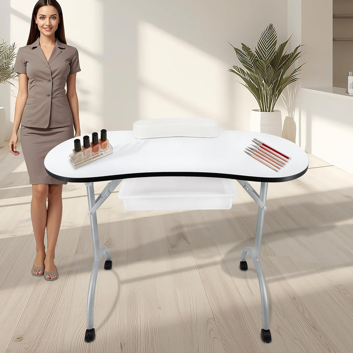 Beltom Maniküretisch 98x77x44 cm mit Schublade Nageltisch Tragbaresmanikürtisch Mobilesmanikürtisch