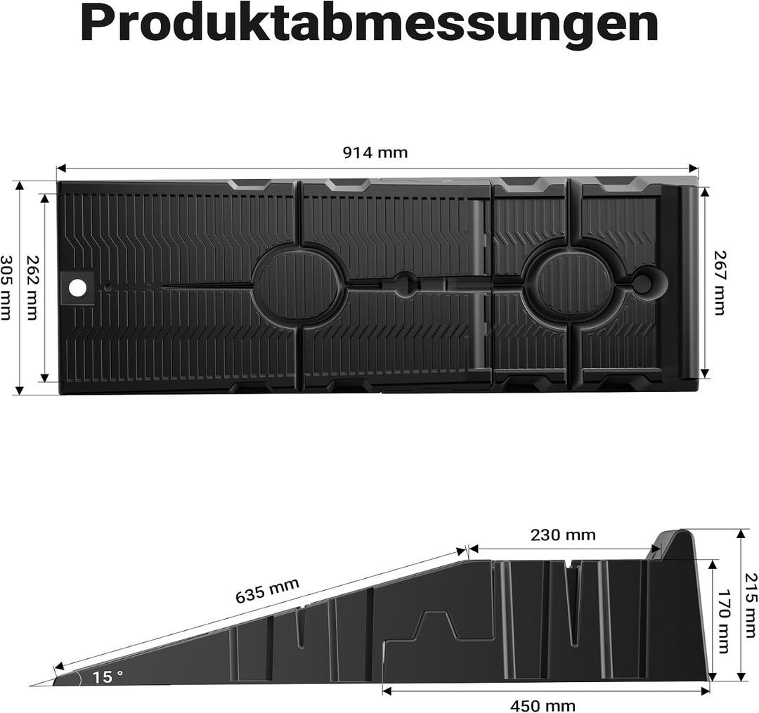 XPOtool teilbare Auffahrrampe 2er Set Schwerlast Autorampen bis 2,5 Tonnen aus Kunststoff für Pkws 2