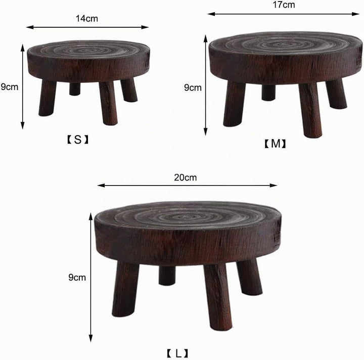 2 Stk Dekorativer Pflanzenständer aus Holz, Mini Multifunktionaler Blumentopfhalter für Heimdekorati