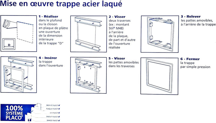 Placoplatre T119250 Revisionsklappe aus lackiertem Stahl, 200 x 200 cm, PLACO, weiss, 200x200mm, 200