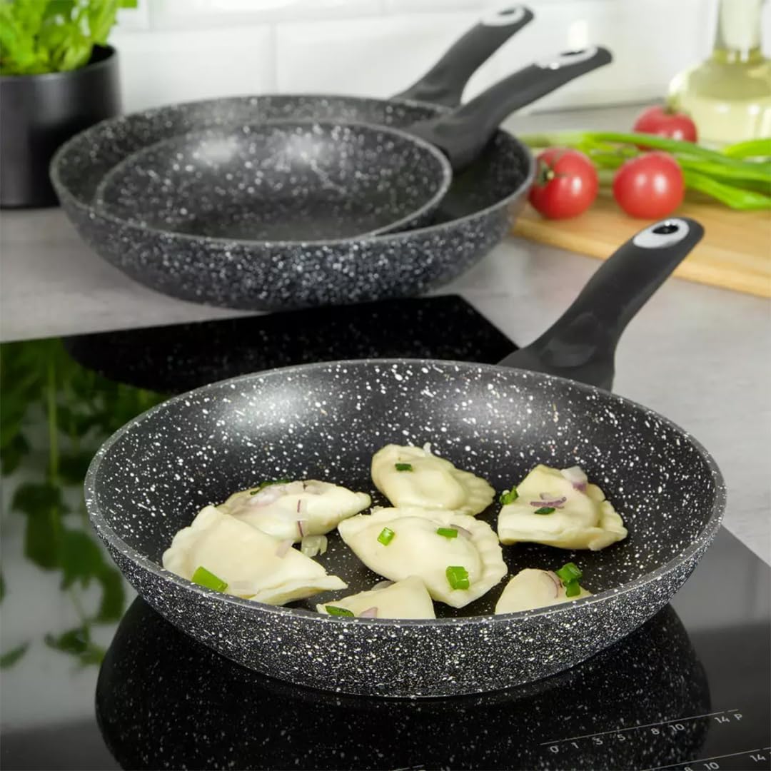 Klausberg Pfannenset mit Granit Beschichtung Pfanne Induktion Marmo Gold KB-7290