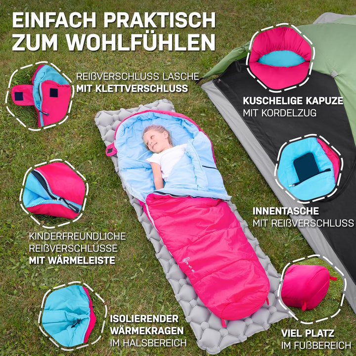 NORDBÄR® Kinderschlafsack für Jungs & Mädchen bis 150 cm Körpergrösse | Innenfutter aus 100% Baumwol