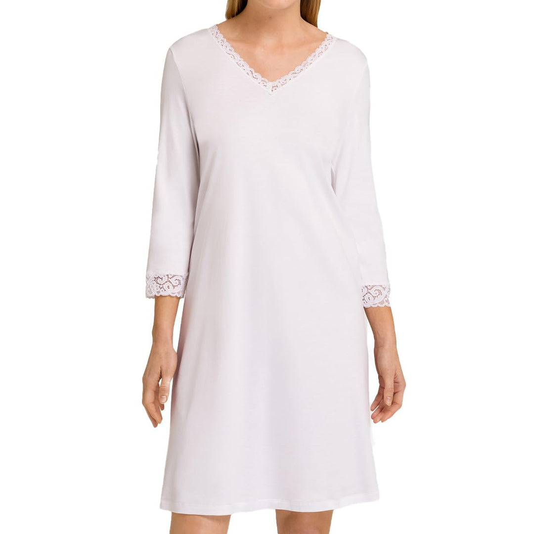 Hanro - Moments - Damen - Nachtwäsche - Nachthemd - Baumwolle - mit Spitze XS Weiss, XS Weiss