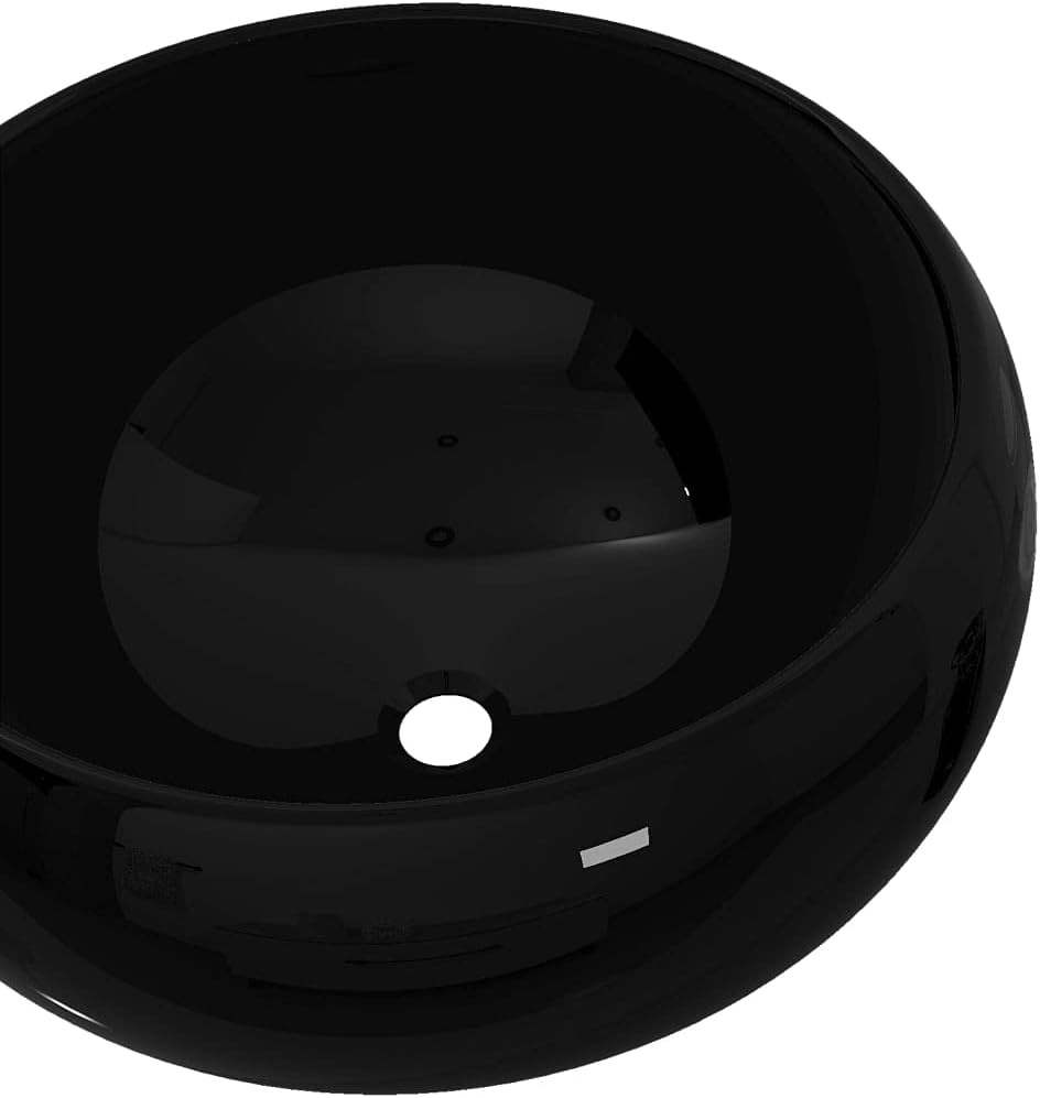 vidaXL Waschbecken Keramik Rund Schwarz 40x15cm Waschschale Aufsatzwaschbecken, Schwarz