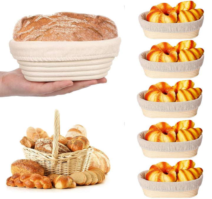 Ovaler langer Banneton-Brotgärkörbe, Rattankorb mit Leineneinsatz, Sauerteigbrot, Backzubehör für pr