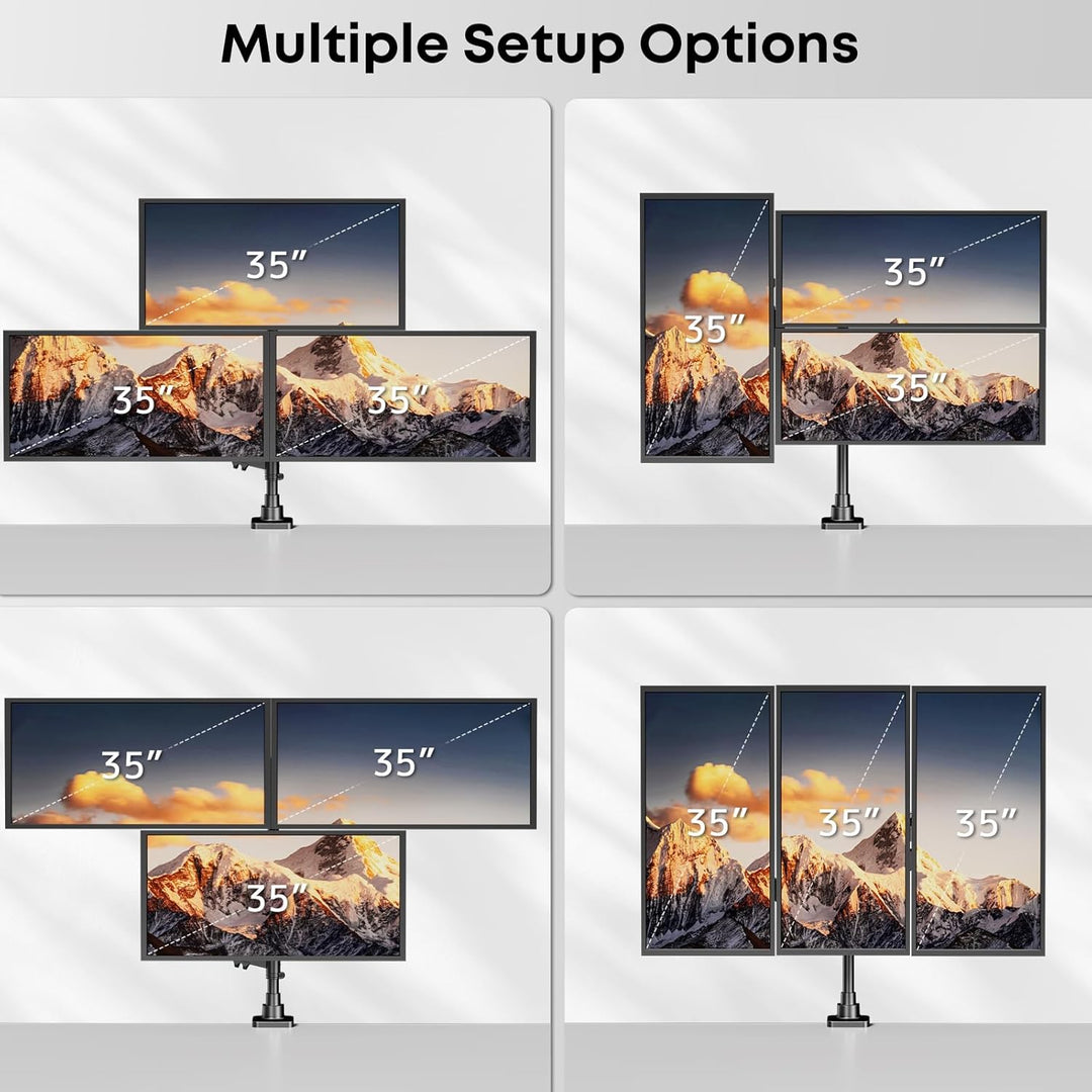 PUTORSEN Monitor Halterung 3 Monitore für 17-35 Zoll Bildschirm, Monitorhalterung 3 Monitore Höhenve