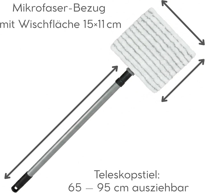 Novaliv Fliesenreiniger Bad Wand mit Teleskopstiel inkl 3X Mikrofaser Bezug Fliesenwischer Badwische