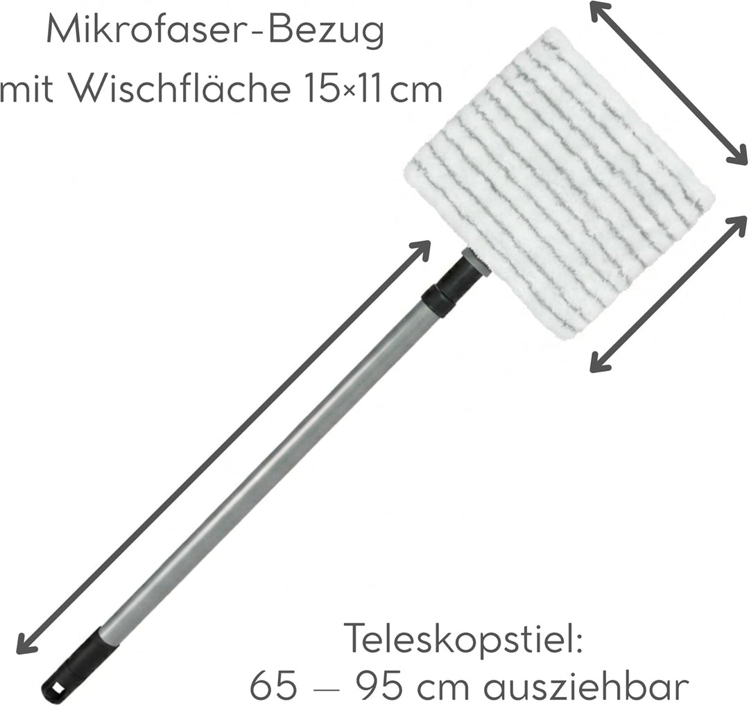 Novaliv 2X Fliesenreiniger Bad Wand mit Teleskopstiel inkl. Mikrofaser Bezug Fliesenwischer Badwisch