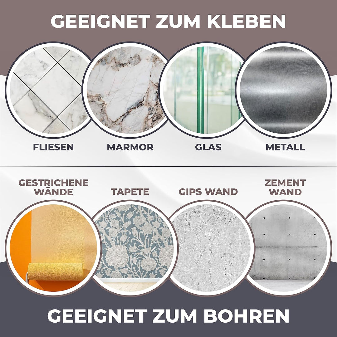 Toilettenpapierhalter Holz Bambus [KLEBEN oder Bohren] | hochwertiger Klopapierhalter ohne Bohren mi