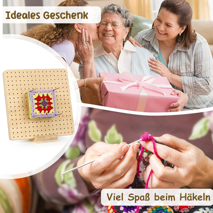 Coopay Granny Square Spanner, Wooden Granny Squares Blocking Board, 23,5 x 23,5 cm Sperrbrett Häkeln