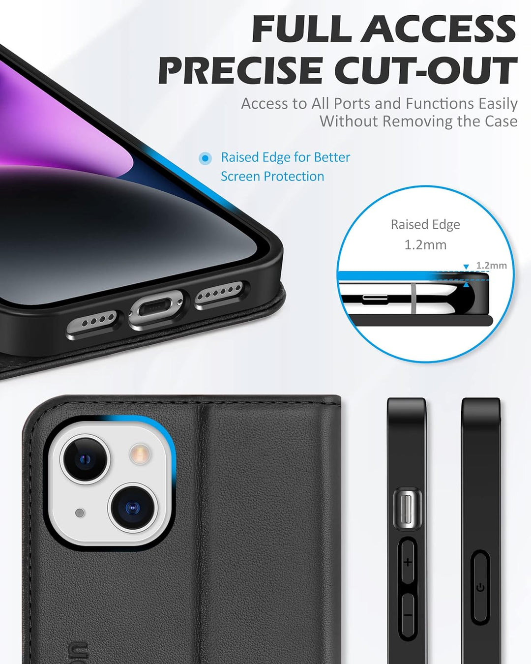 SHIELDON Hülle für iPhone 14 Plus 5G Handyhülle [Erstklassig Echtleder] [Kartenfach] [Magnet] [Stand