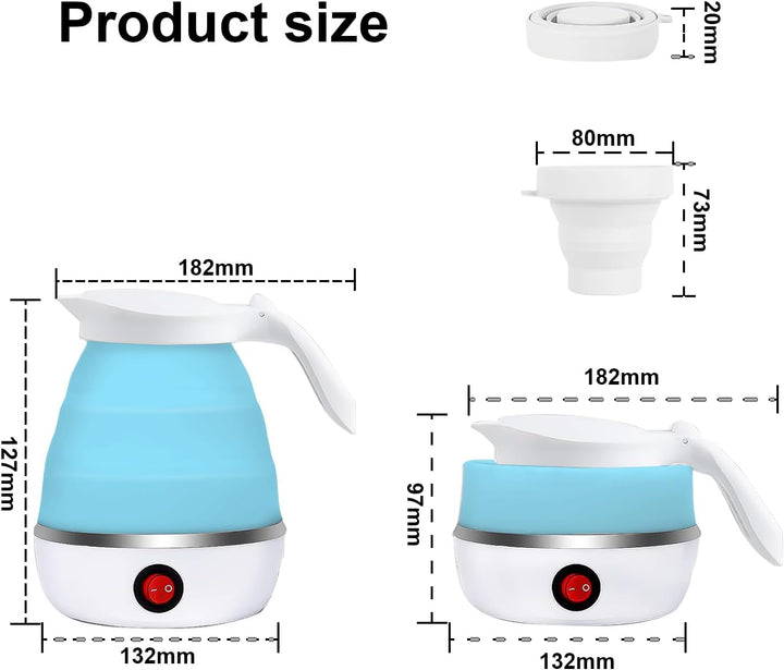 RANJIMA Faltbarer Wasserkocher 0,6L Reise Camping Wasserkocher 600W Schnellkoch tragbar Silikon Reis