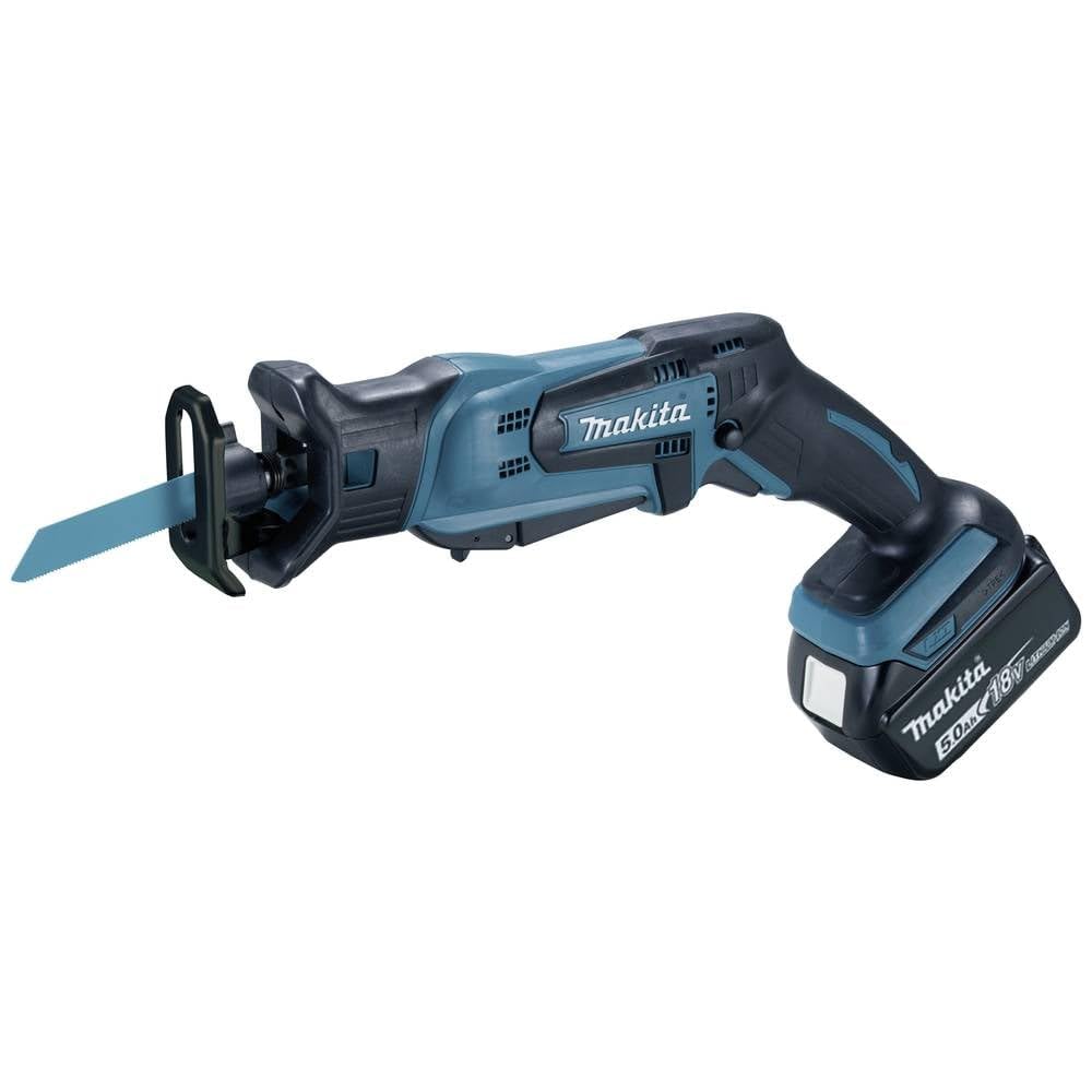 Makita DJR183RT1J Reciprosäge 18 V / 5,0 Ah, 1 Akku und Ladegerät im MAKPAC, Schwarz, Blau Basic Sin