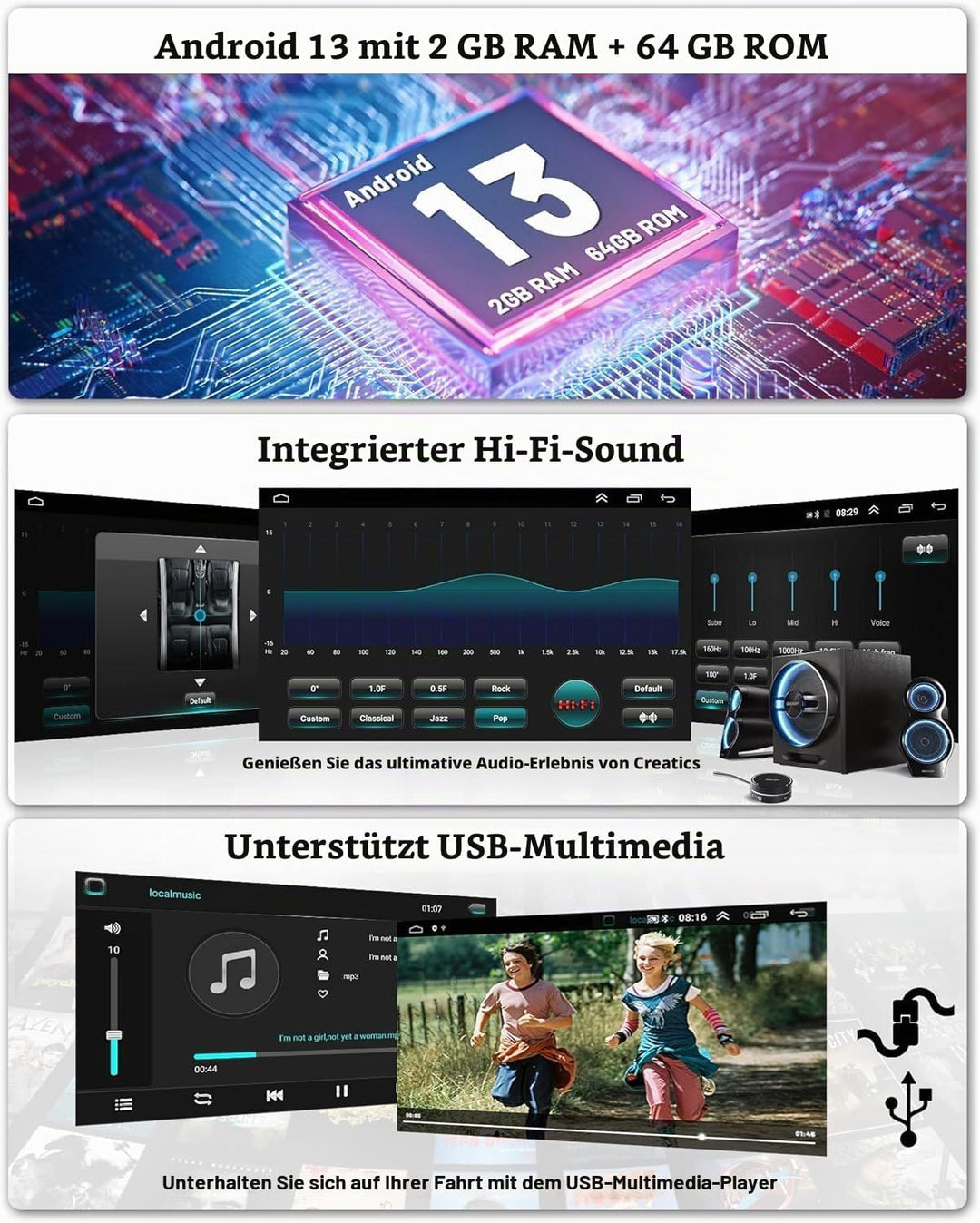 Hikity 2G+64G Android 15 Autoradio mit Dashcam Wireless Carplay Android Auto für VW Golf 6 Golf 5 Po
