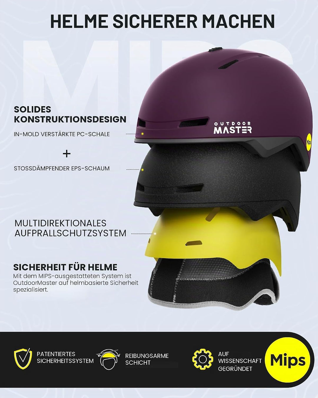 OutdoorMaster MIPS Skihelm, Snowboardhelm für Herren und Damen, Snowboard Helm mit Ventilationssyste