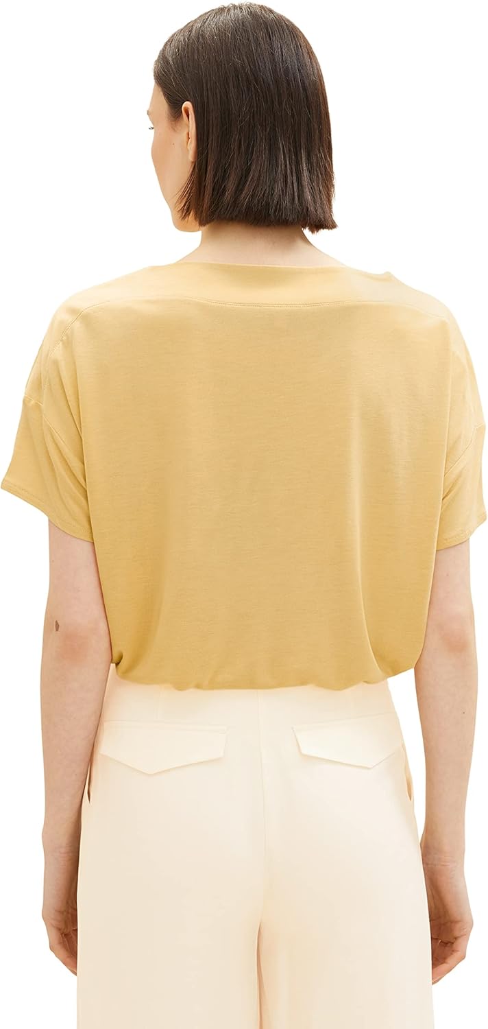 TOM TAILOR Damen Satin Blusen T-Shirt M 31648 - Fawn Beige, M 31648 - Fawn Beige