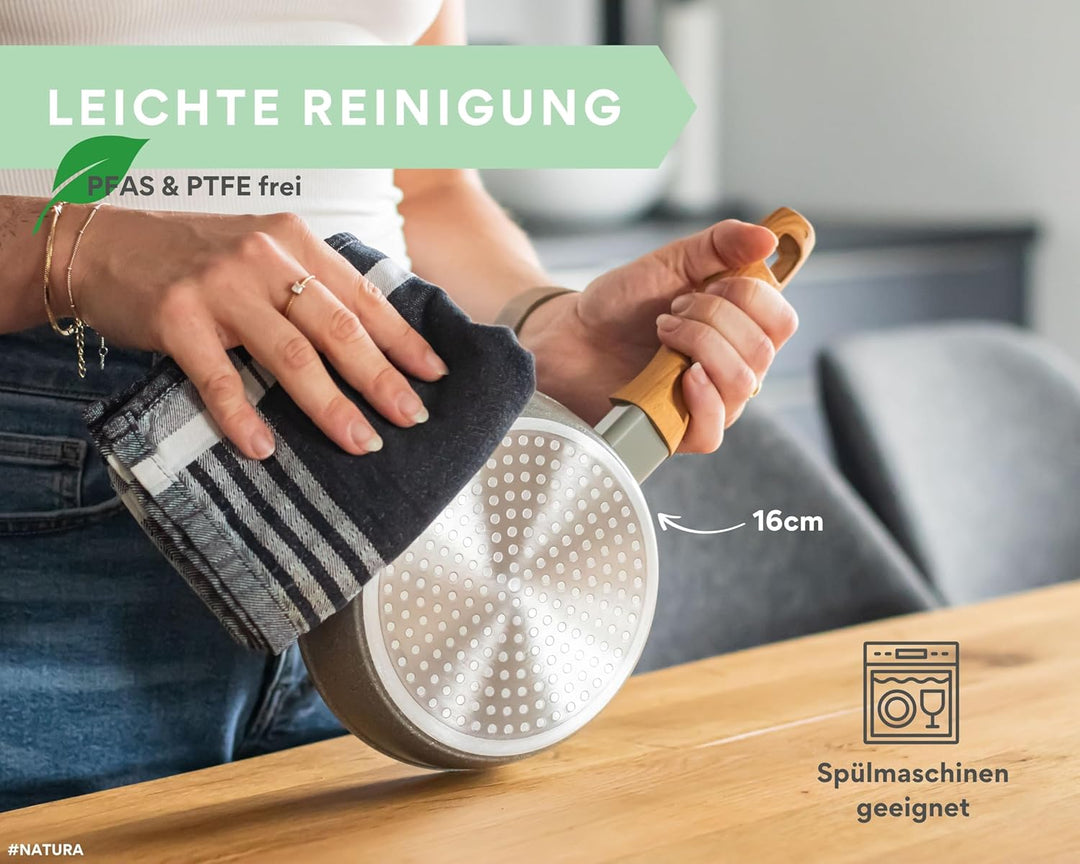 Keramikpfanne 16cm – Pfanne mit Keramikbeschichtung Induktion, PFAS & PTFE frei, kleine Bratpfanne K