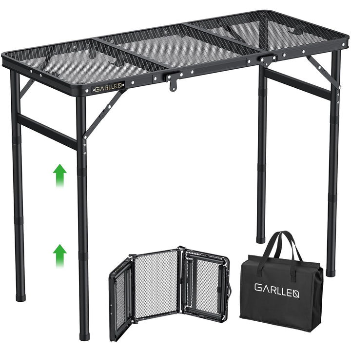 GARLLEN Grilltisch klappbar, 87x40cm & 3 Höhenverstellbar(26/48/70cm), Leicht und Tragbar, Klapptisc