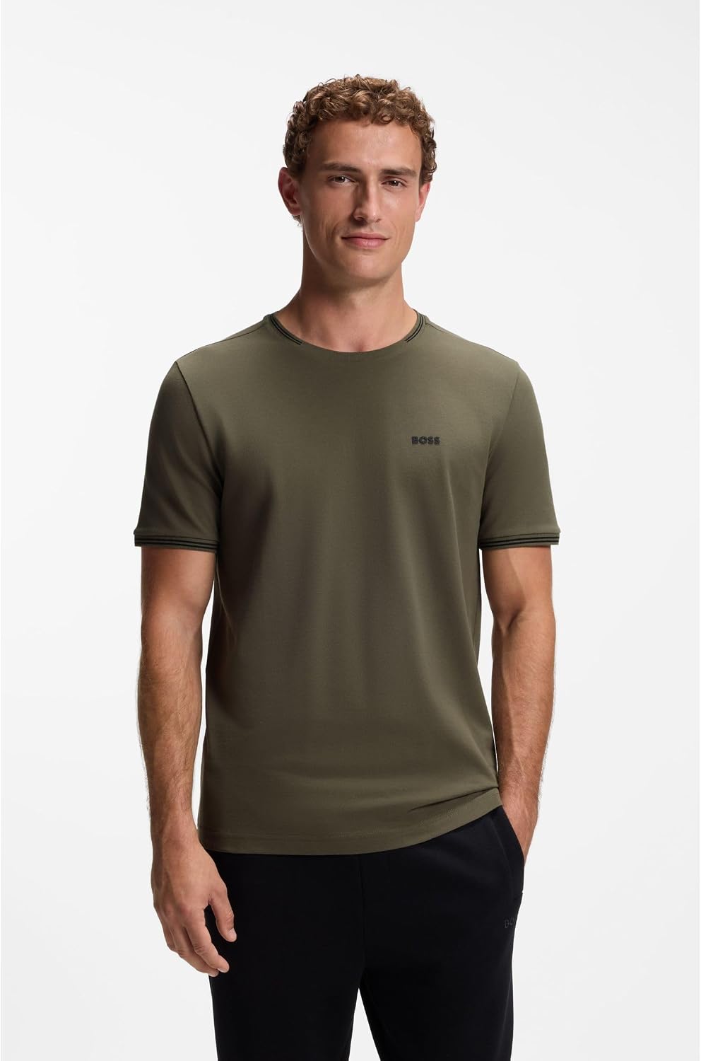 BOSS Herren Mix&Match T-Shirt R Loungewear-T-Shirt aus Stretch-Baumwolle mit Logo S Open Green 398,