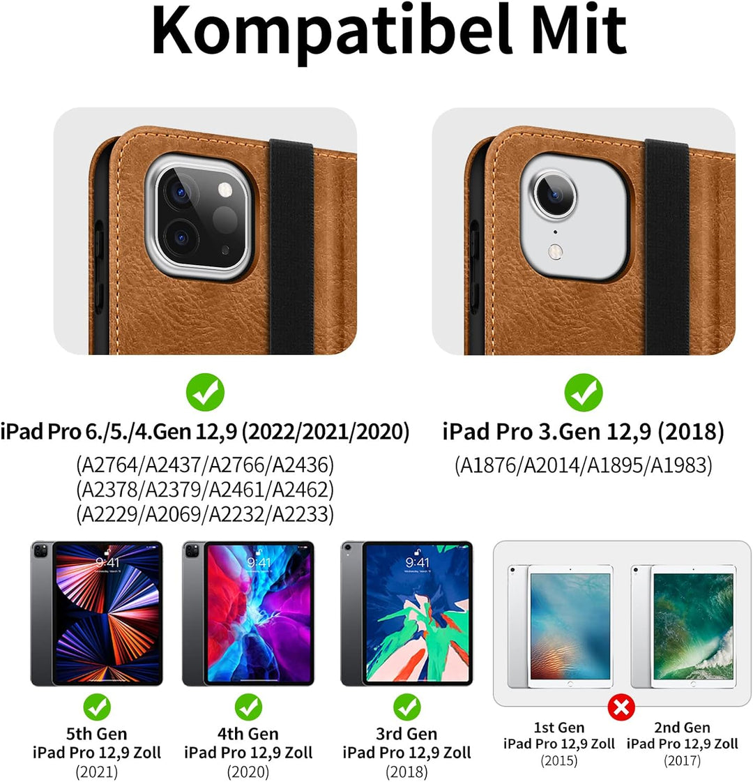 HOLIMET Hülle für iPad Pro 12.9 Zoll 2022/2021/2020/2018 (6./5./4./3. Generation) mit Stifthalter, P