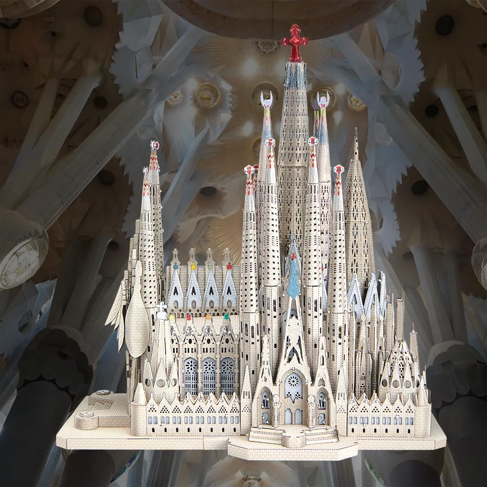 Piececool 3D Puzzle Metall Architecture Sagrada Familia, 3D Metall Puzzle für 340 Edelstahl, Ganzes