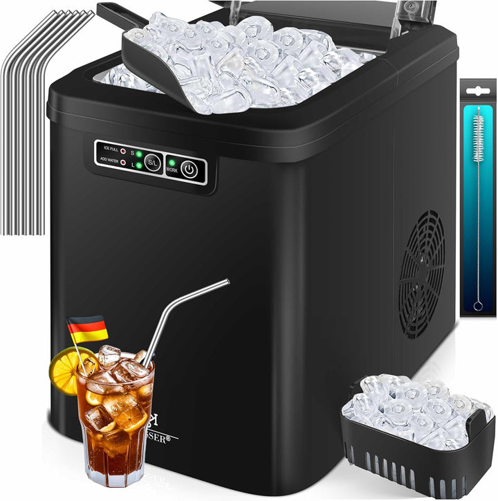 KESSER® Eiswürfelbereiter | Eiswürfelmaschine Edelstahl | Ice Maker | 12 kg 24 h | Zubereitung in 7
