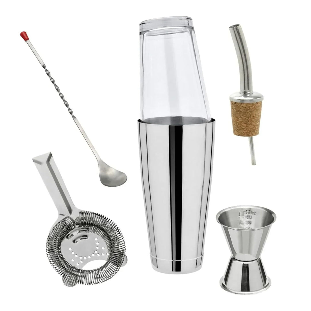 Boston Shaker Set aus Edelstahl – Komplettset für professionelle Cocktailkreationen mit Messbecher,