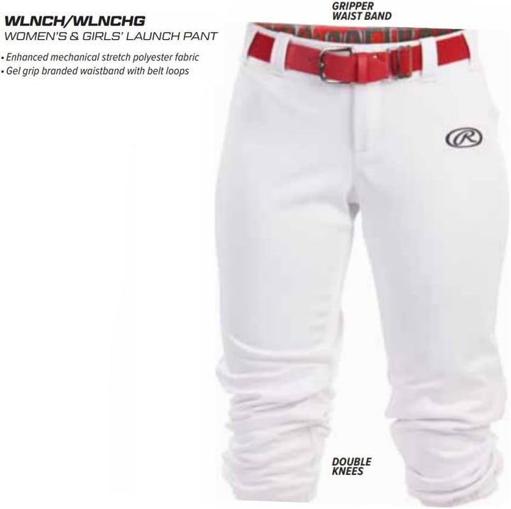 Rawlings Launch Series Schnellpitch-Softball-Hose, Jugend, einfarbig Grau L, Grau L