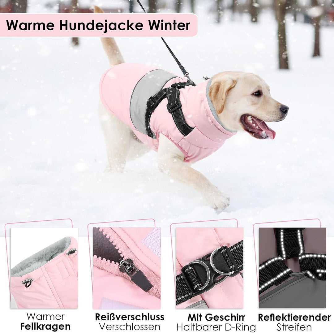 AOFITEE Hundemantel für Kleine Hunde, Wasserdicht Warme Hundejacke mit Geschirr, Winddicht Hunde Win